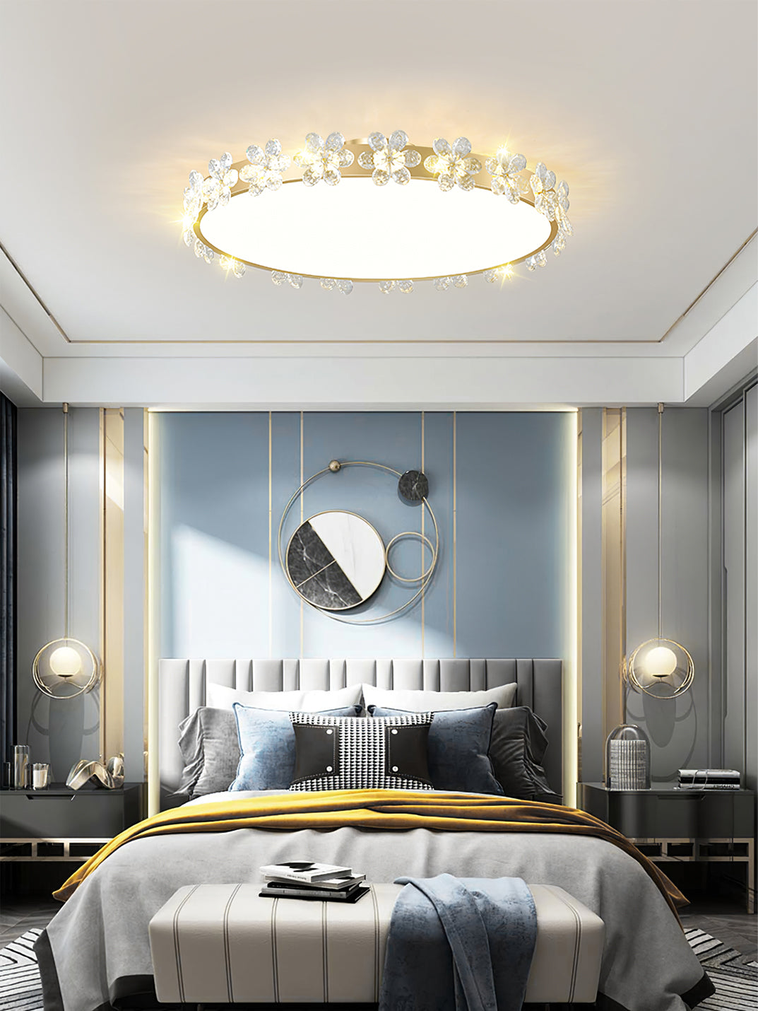 Crystal Petal Ceiling Light Brass Frame With Faceted Accents - Product detail 18