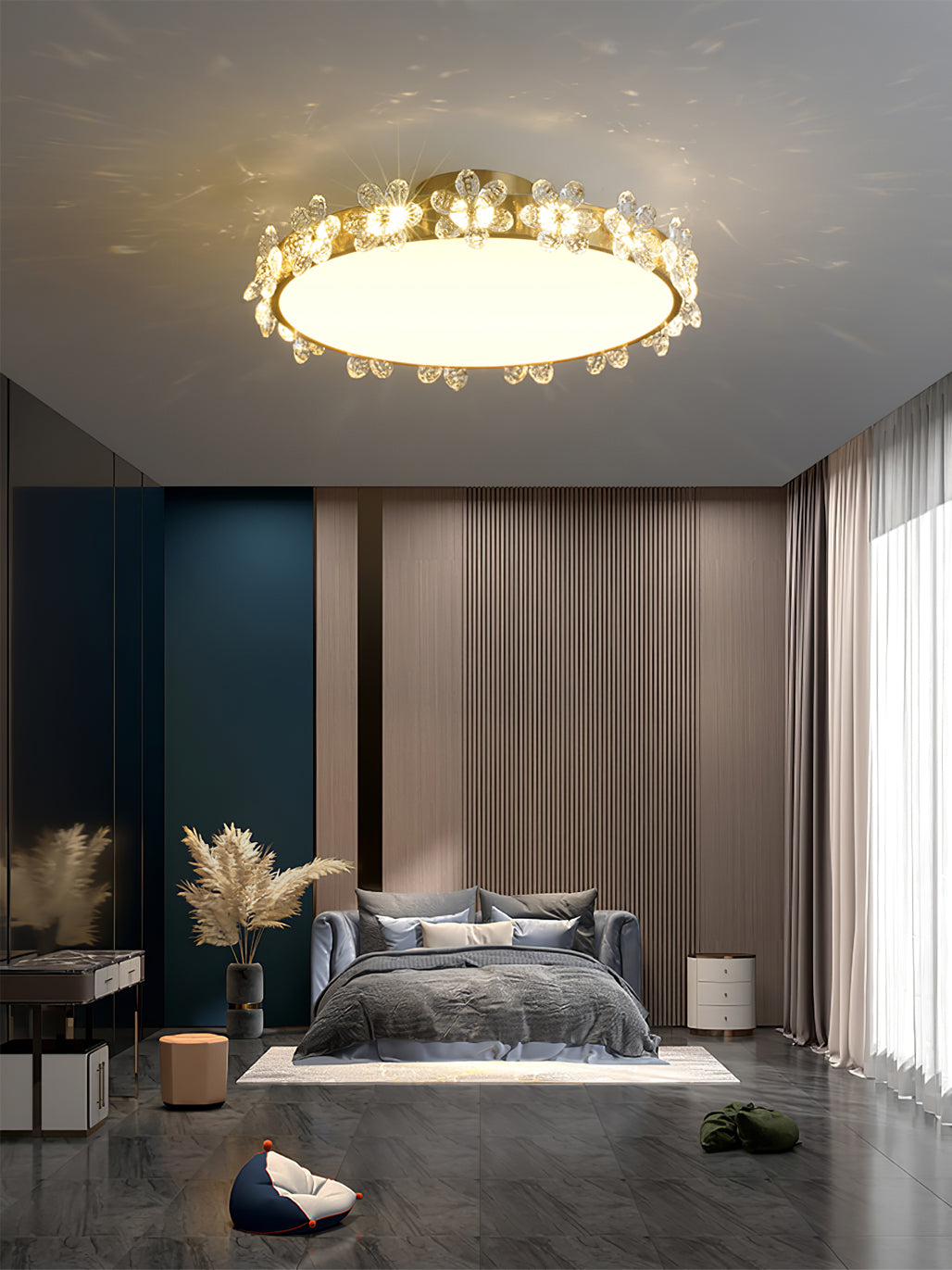 Crystal Petal Ceiling Light Brass Frame With Faceted Accents - Product detail 20