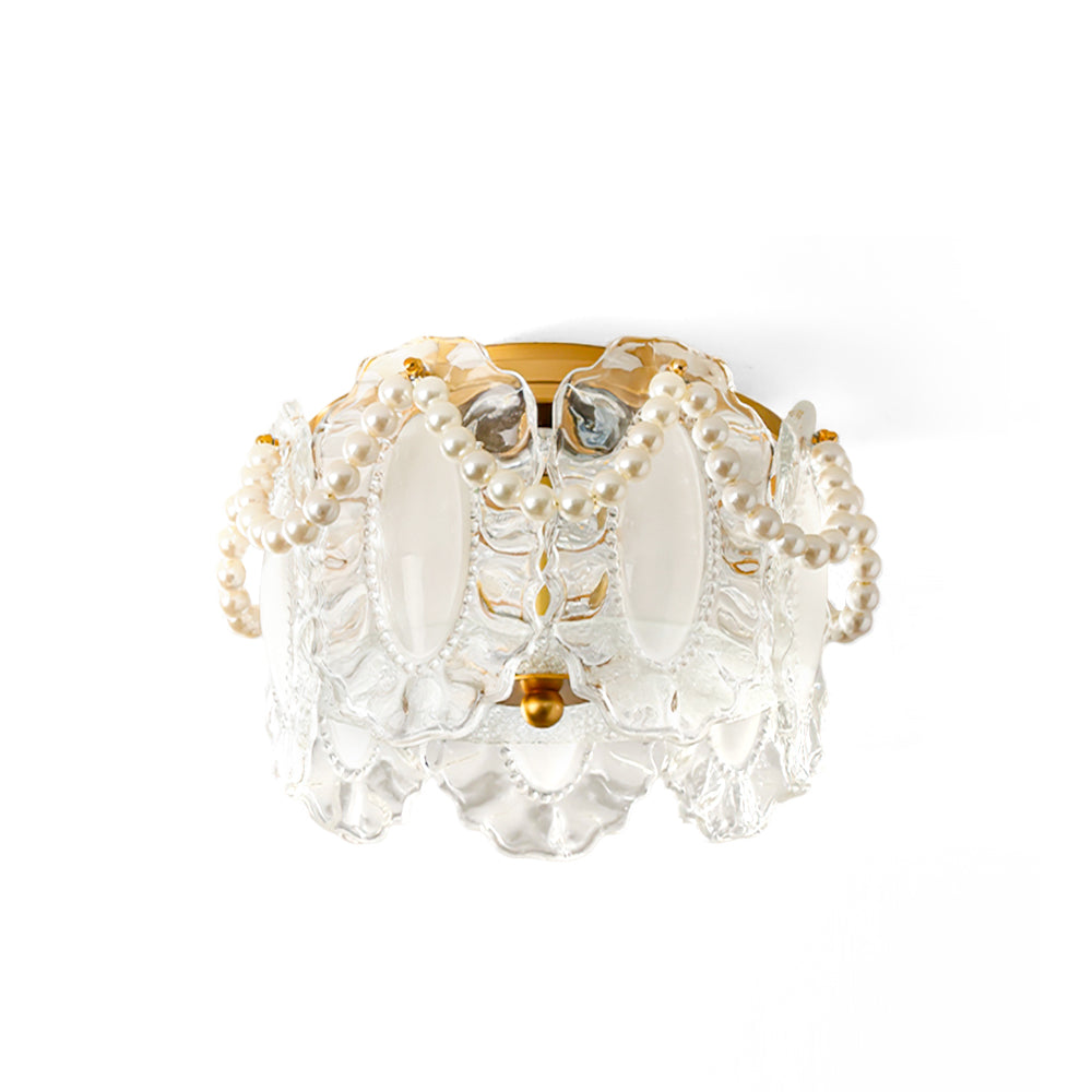 Floral Glass Ceiling Light Pearl Trimmed Crystal Petals - Product detail 9