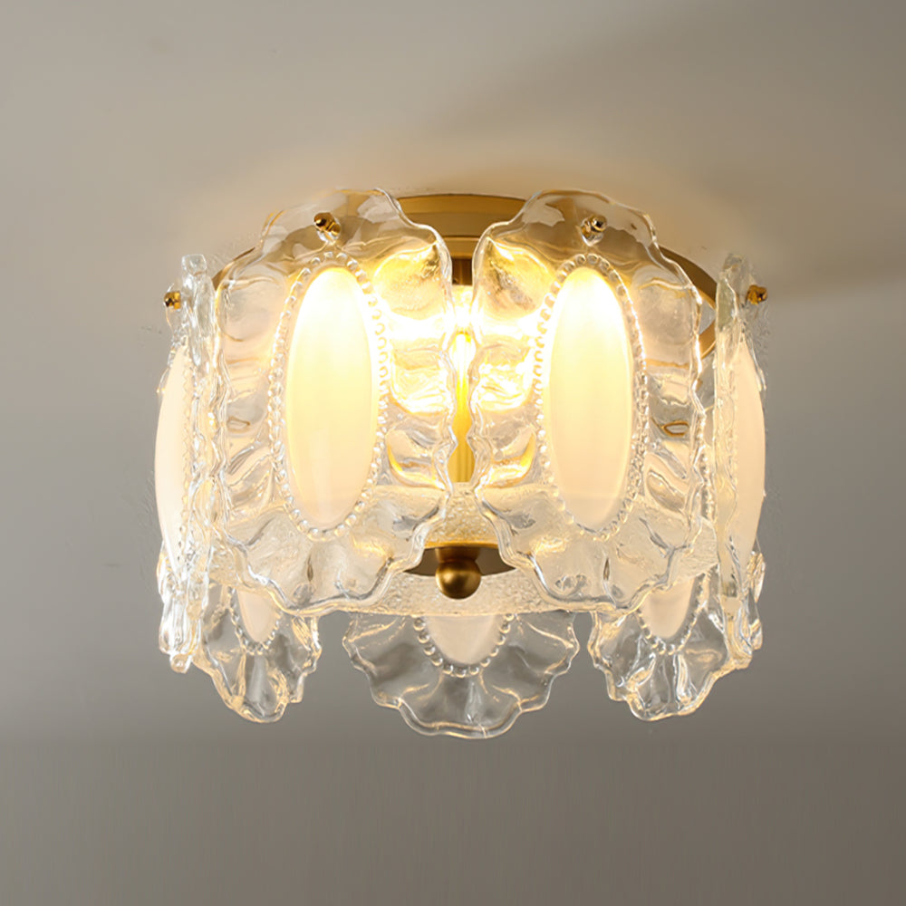 Floral Glass Ceiling Light Pearl Trimmed Crystal Petals - Product detail 10