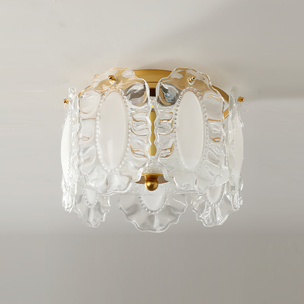 Floral Glass Ceiling Light Pearl Trimmed Crystal Petals - Product detail 8