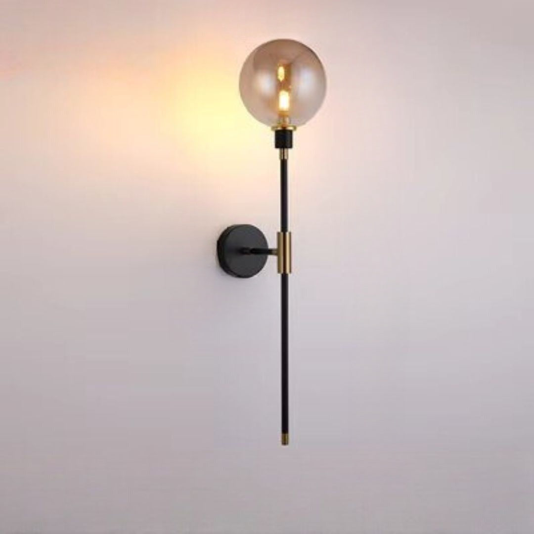Modern Glass Wall Light Black Metal and Globe Design - Product detail 7
