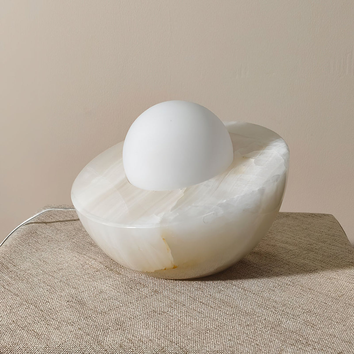 Marble Table Lamp White Globe Glass Shade - Detailed view