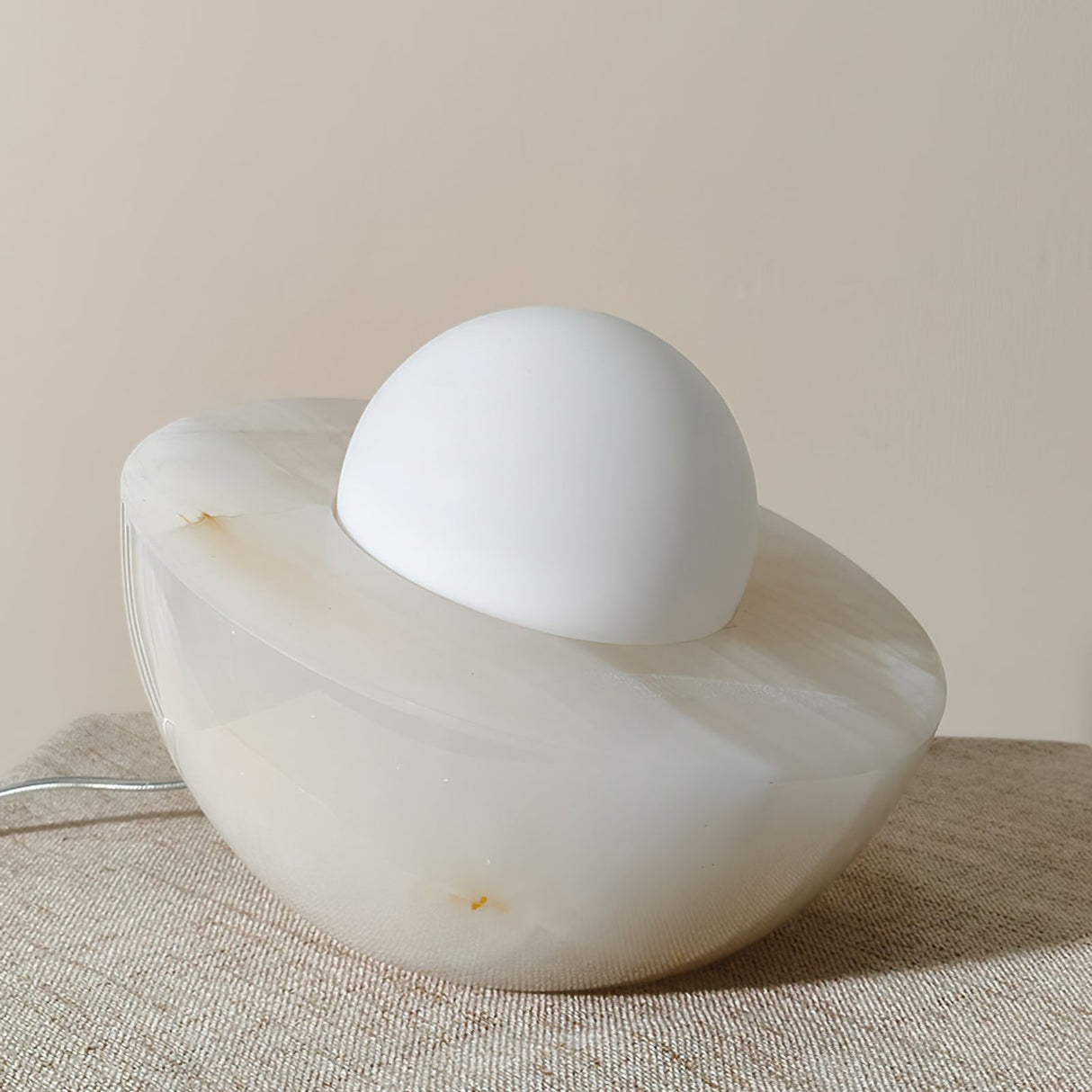 Marble Table Lamp White Globe Glass Shade - Product example