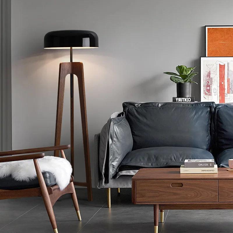 Scandinavian Floor Lamp  Walnut Wood Tripod Base - Product detail 4