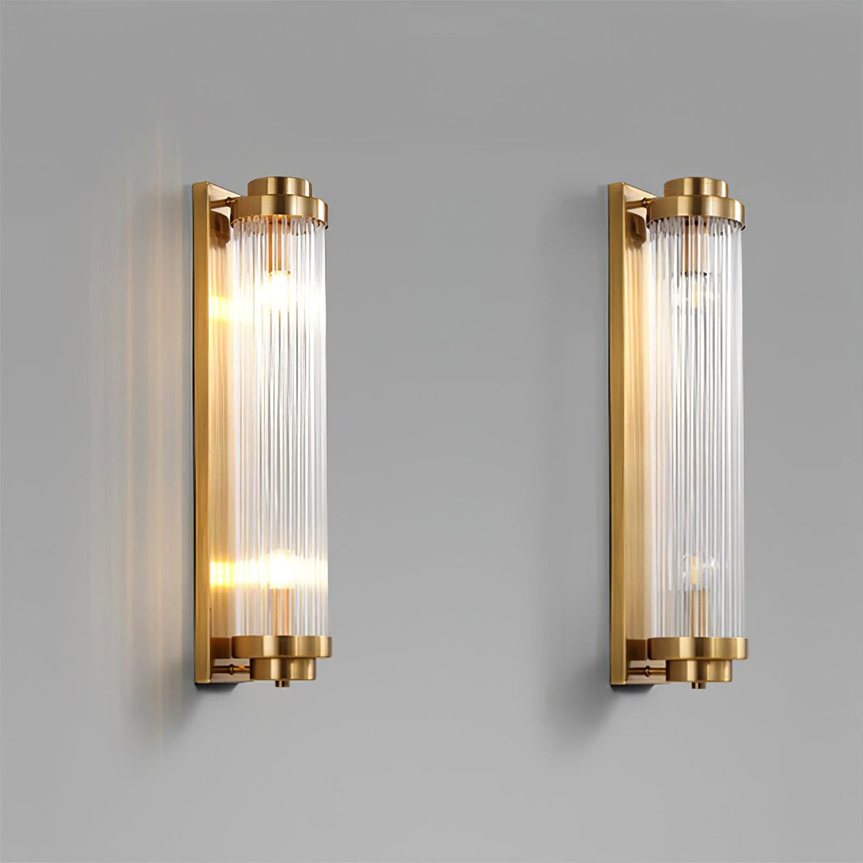 Art Deco Wall Light Ribbed Glass Gold Finish - Product detail 8
