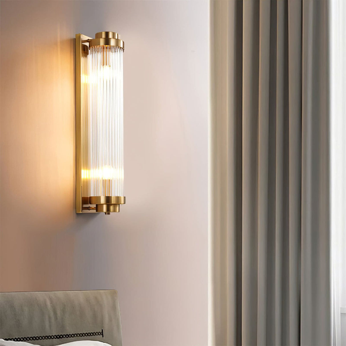 Art Deco Wall Light Ribbed Glass Gold Finish - Product detail 9