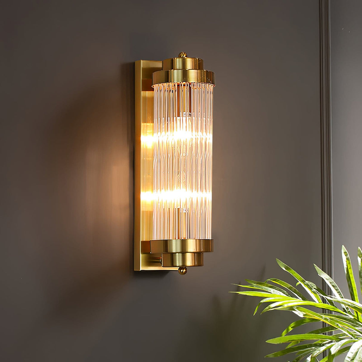 Art Deco Wall Light Ribbed Glass Gold Finish - Product detail 13