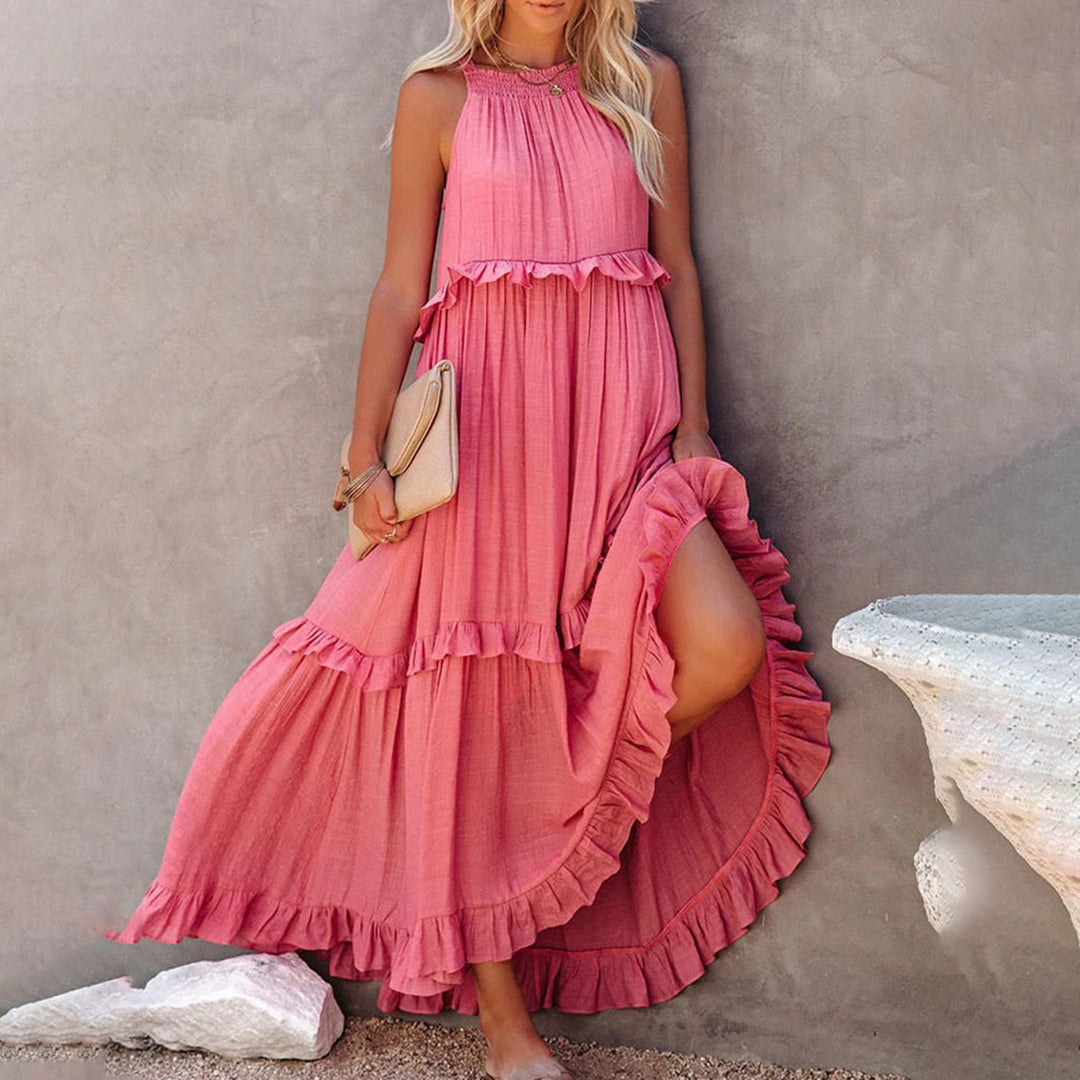 Layered Maxi Dress Ruffled Halter Neck Design - Product detail 6