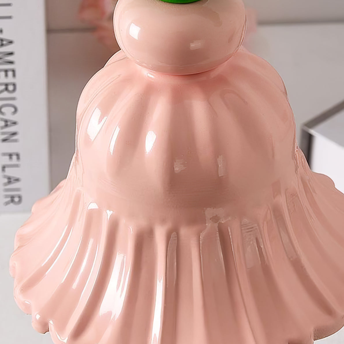 Floral Glass Table Lamp Pink Bell Shade Design - Product detail 8