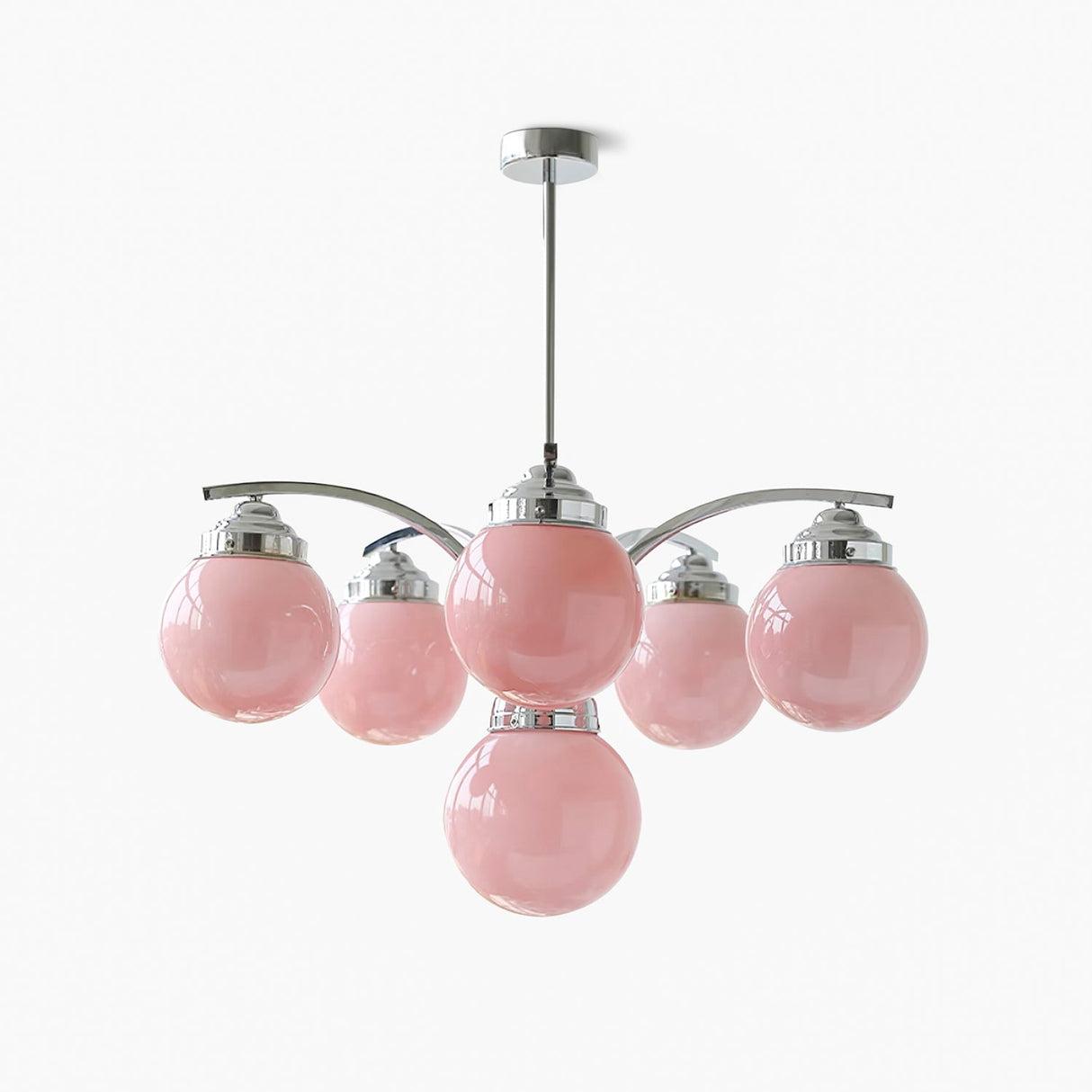 Modern Glass Globe Chandelier  Pink Spheres With Chrome Finish - Product detail 20