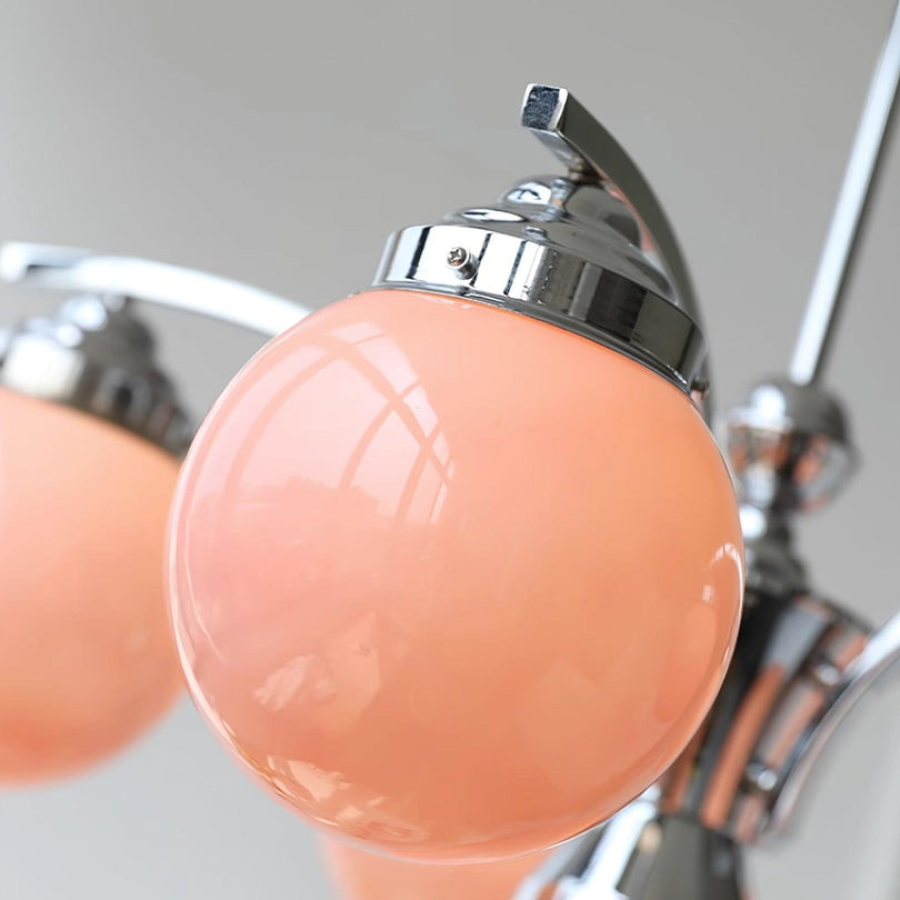 Modern Glass Globe Chandelier  Pink Spheres With Chrome Finish - Product detail 18