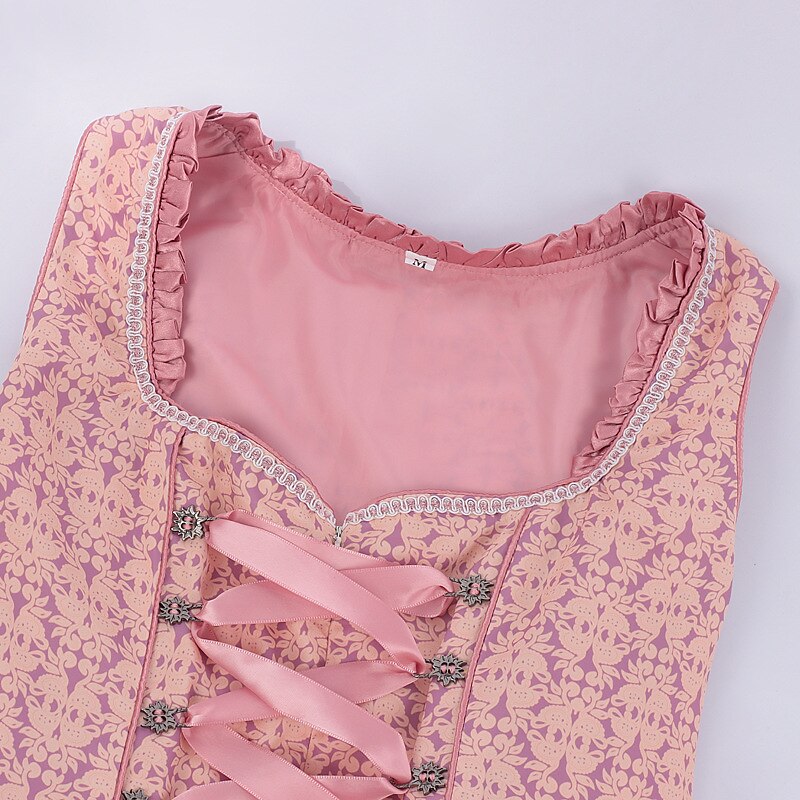 Traditional Dirndl Dress Pink Floral Embroidered With White Blouse - Product detail 5