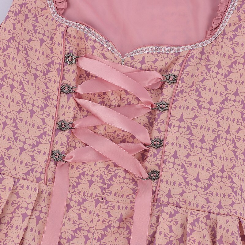 Traditional Dirndl Dress Pink Floral Embroidered With White Blouse - Product detail 6