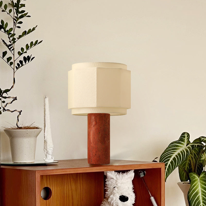Modern Stone Table Lamp Red Travertine Base - Product example