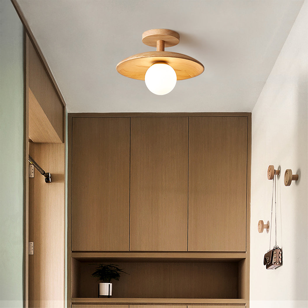 Modern Wood Ceiling Light  Natural Ash Globe Design - Product detail 15