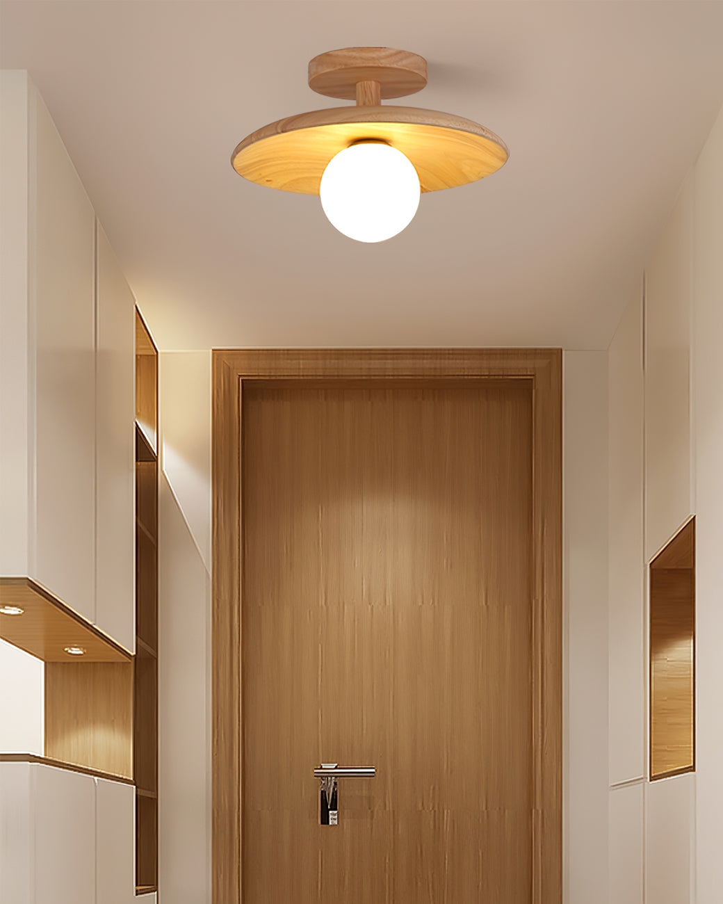 Modern Wood Ceiling Light  Natural Ash Globe Design - Product detail 10