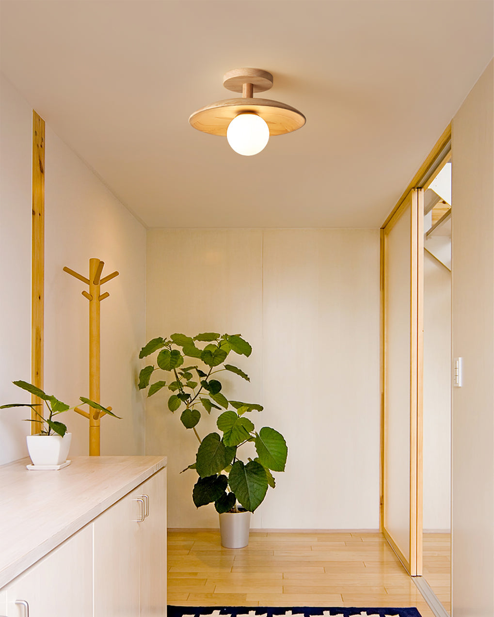 Modern Wood Ceiling Light  Natural Ash Globe Design - Product detail 6