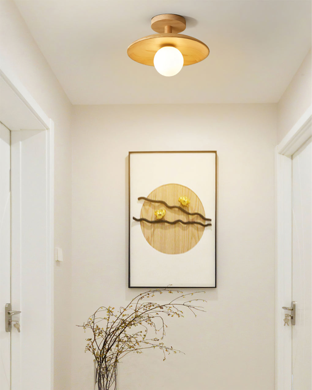 Modern Wood Ceiling Light  Natural Ash Globe Design - Product detail 11