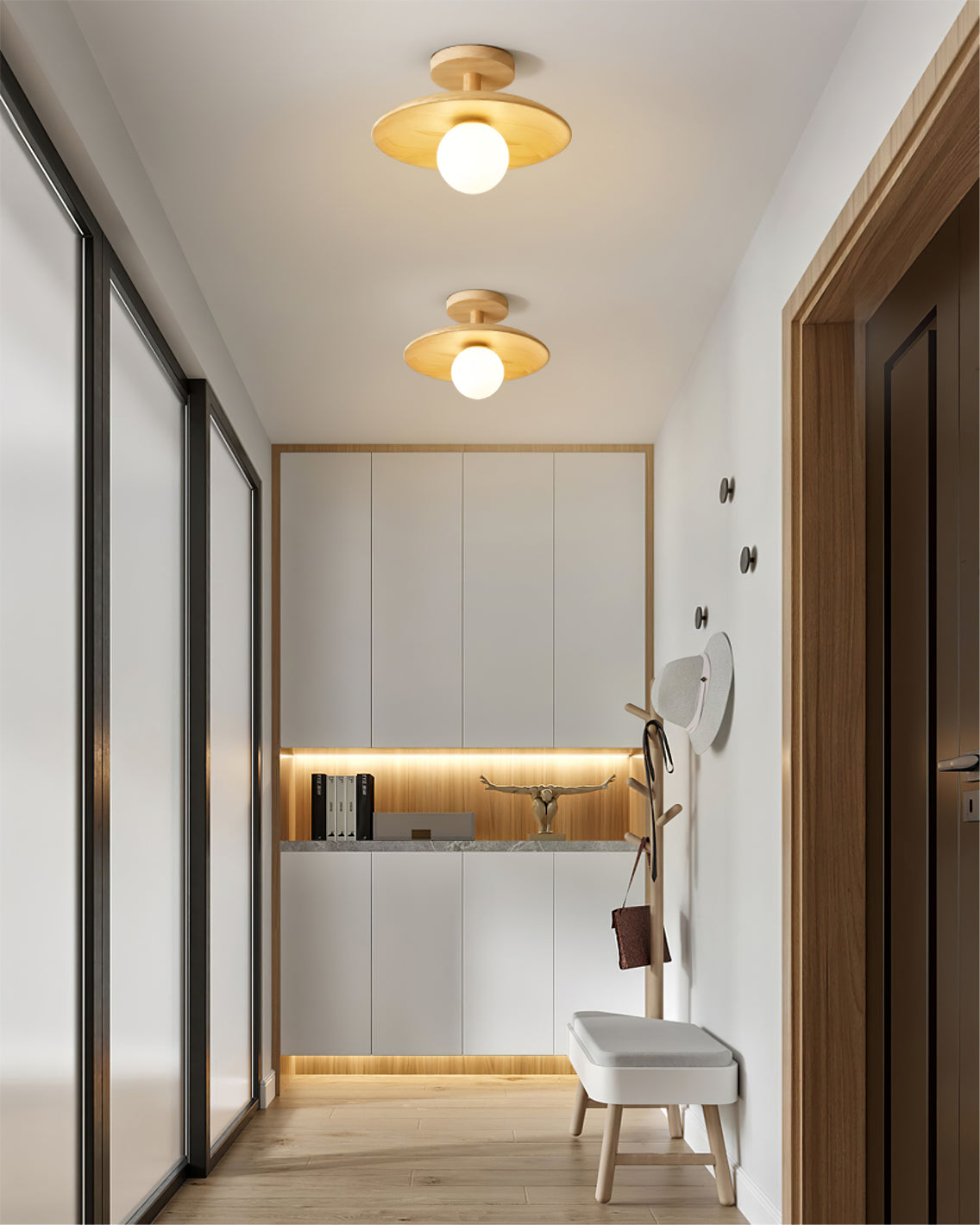 Modern Wood Ceiling Light  Natural Ash Globe Design - Product detail 14