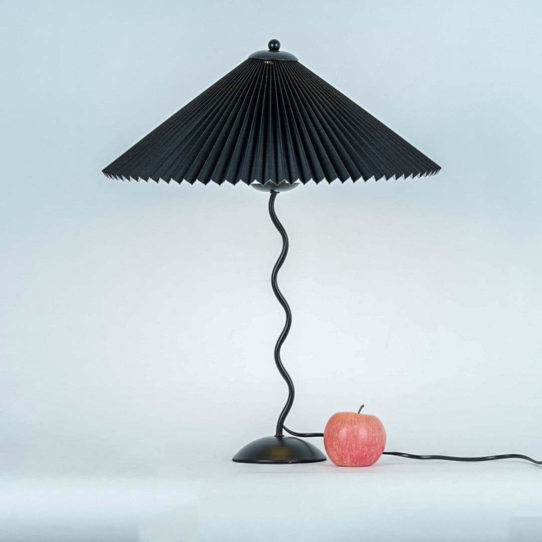 Pleated Table Lamp Scandinavian Design With Curved Metal Base - Product detail 7