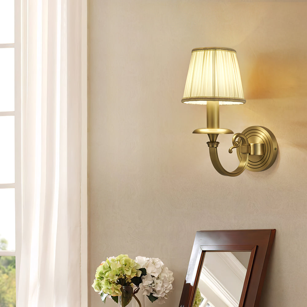 Classic Wall Sconce Brushed Gold Pleated Shade - Product detail 8