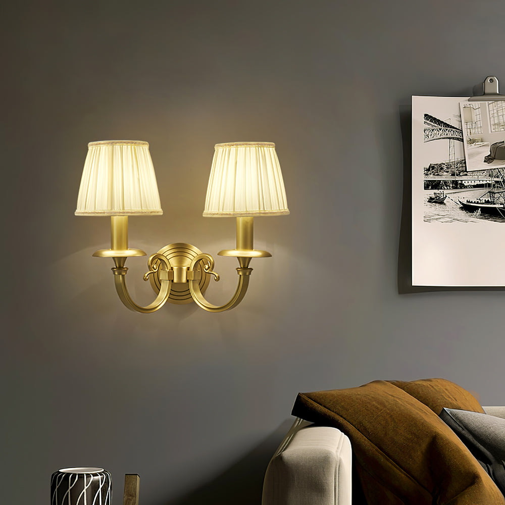 Classic Wall Sconce Brushed Gold Pleated Shade - Product detail 9