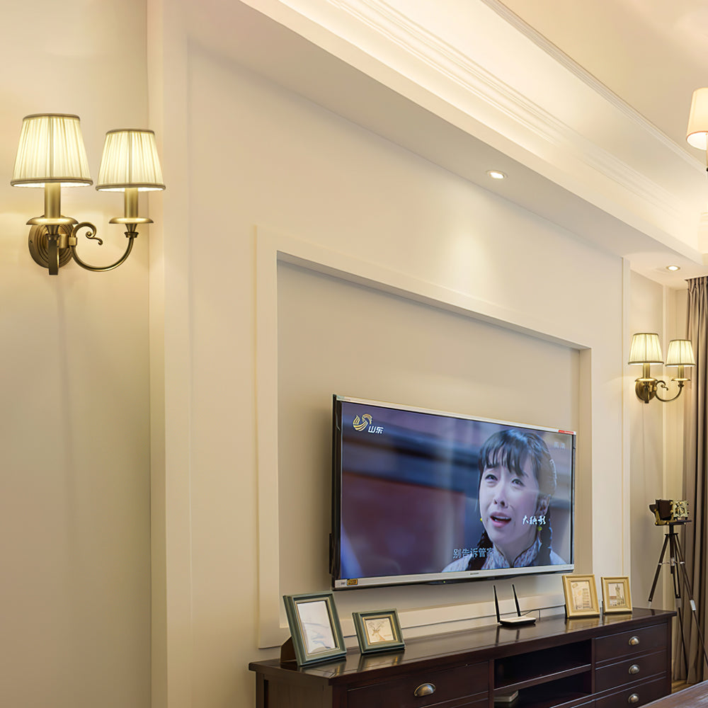 Classic Wall Sconce Brushed Gold Pleated Shade - Product detail 10