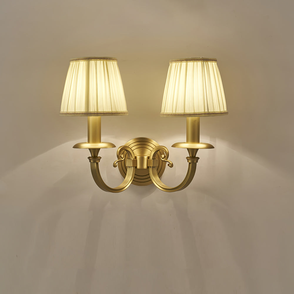 Classic Wall Sconce Brushed Gold Pleated Shade - Product detail 12