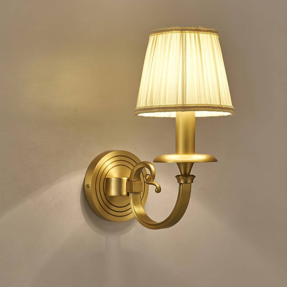 Classic Wall Sconce Brushed Gold Pleated Shade - Product detail 14