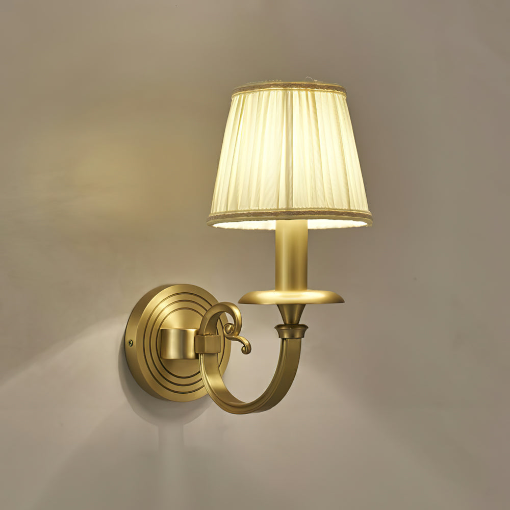Classic Wall Sconce Brushed Gold Pleated Shade - Product detail 16