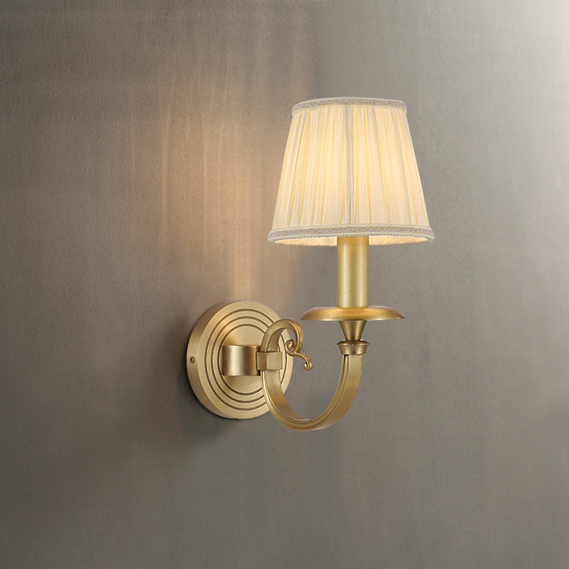 Classic Wall Sconce Brushed Gold Pleated Shade - Product detail 5