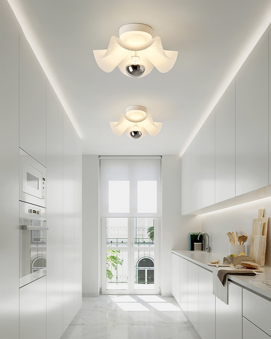 Modern Ceiling Light Pleated White Shade Design - Product example