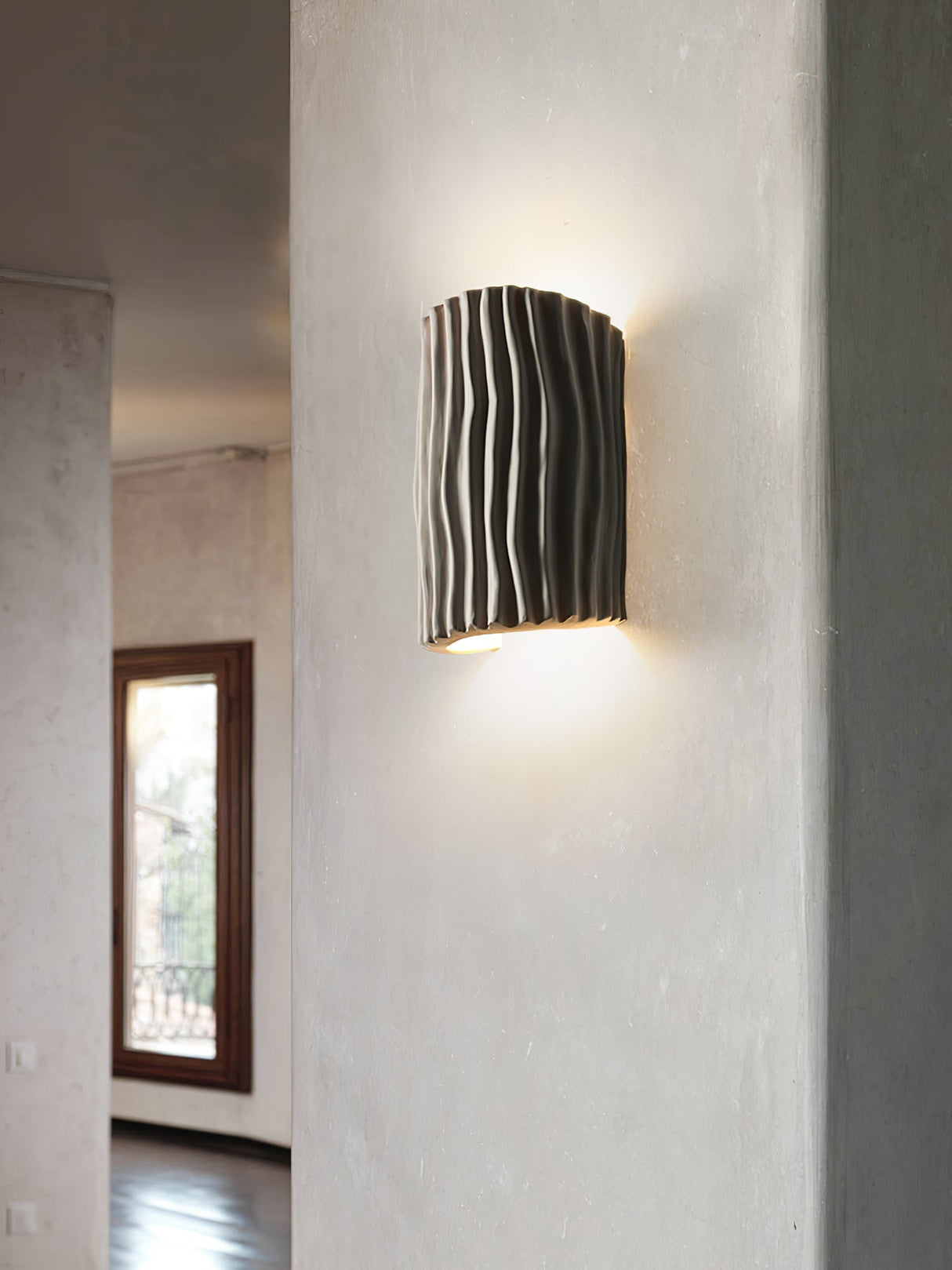 Modern Resin Wall Light Pleated Design with Warm Glow - Product detail 8