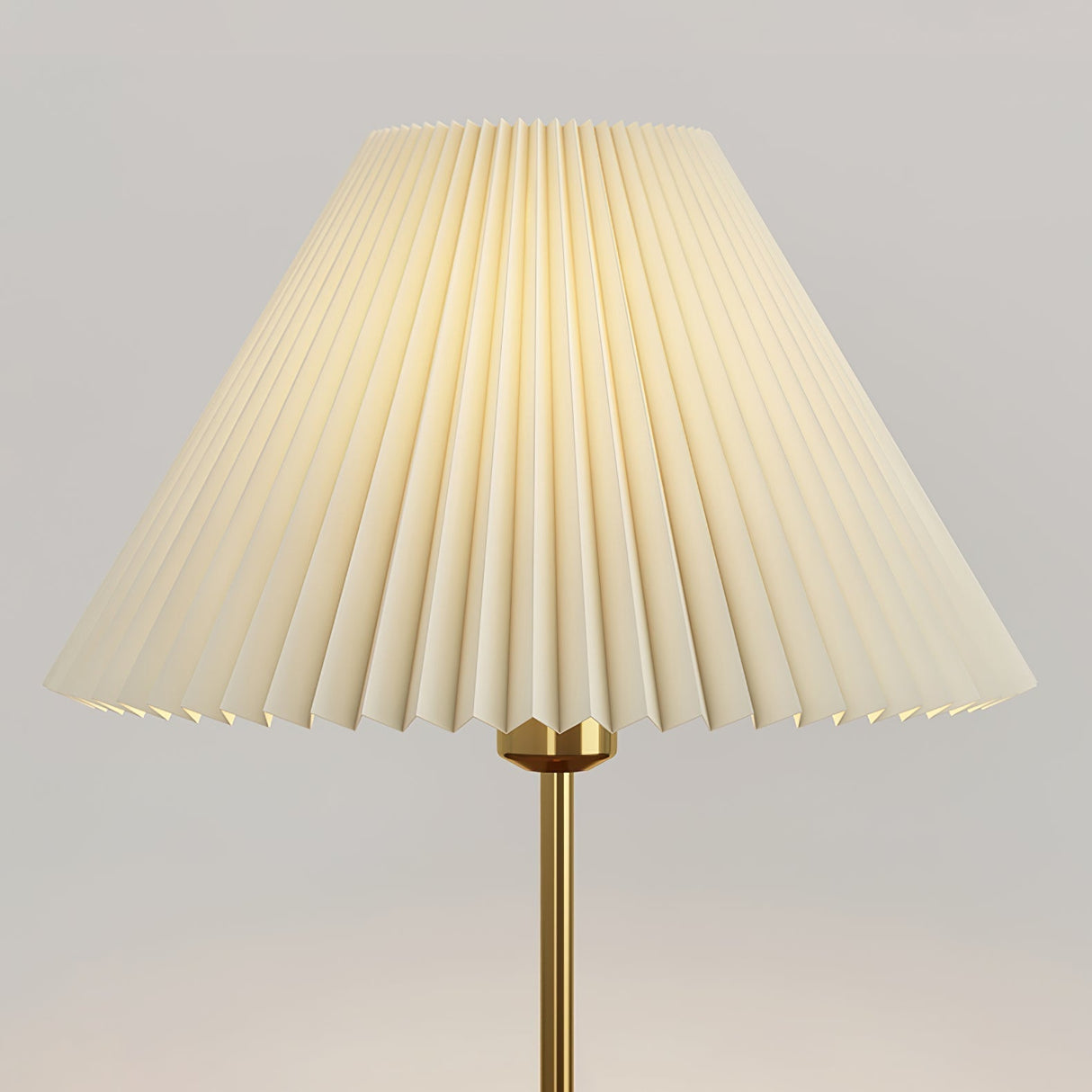 Mid-Century Table Lamp Pleated Linen Shade with Gold Walnut Base - Product detail 18