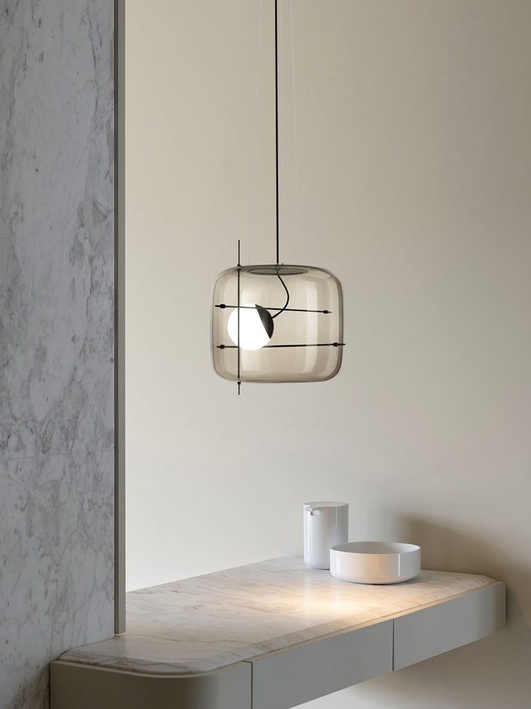 Modern Glass Pendant Light Smoked Cube Design - Product detail 20
