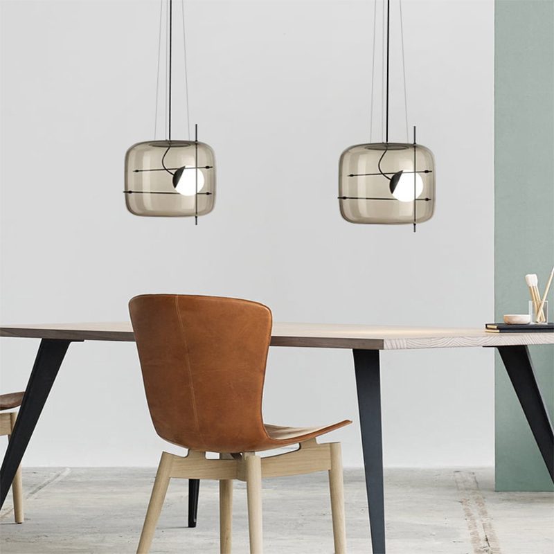 Modern Glass Pendant Light Smoked Cube Design - Product detail 15