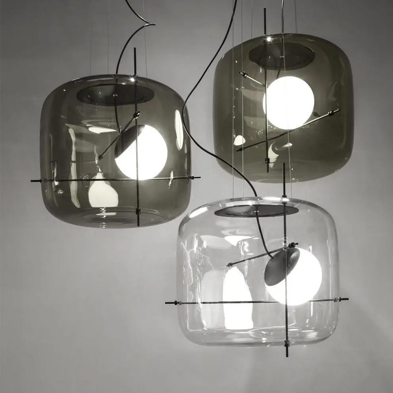 Modern Glass Pendant Light Smoked Cube Design - Product detail 16
