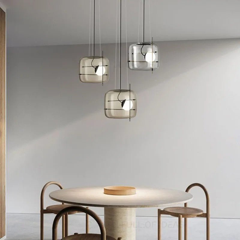 Modern Glass Pendant Light Smoked Cube Design - Product detail 7