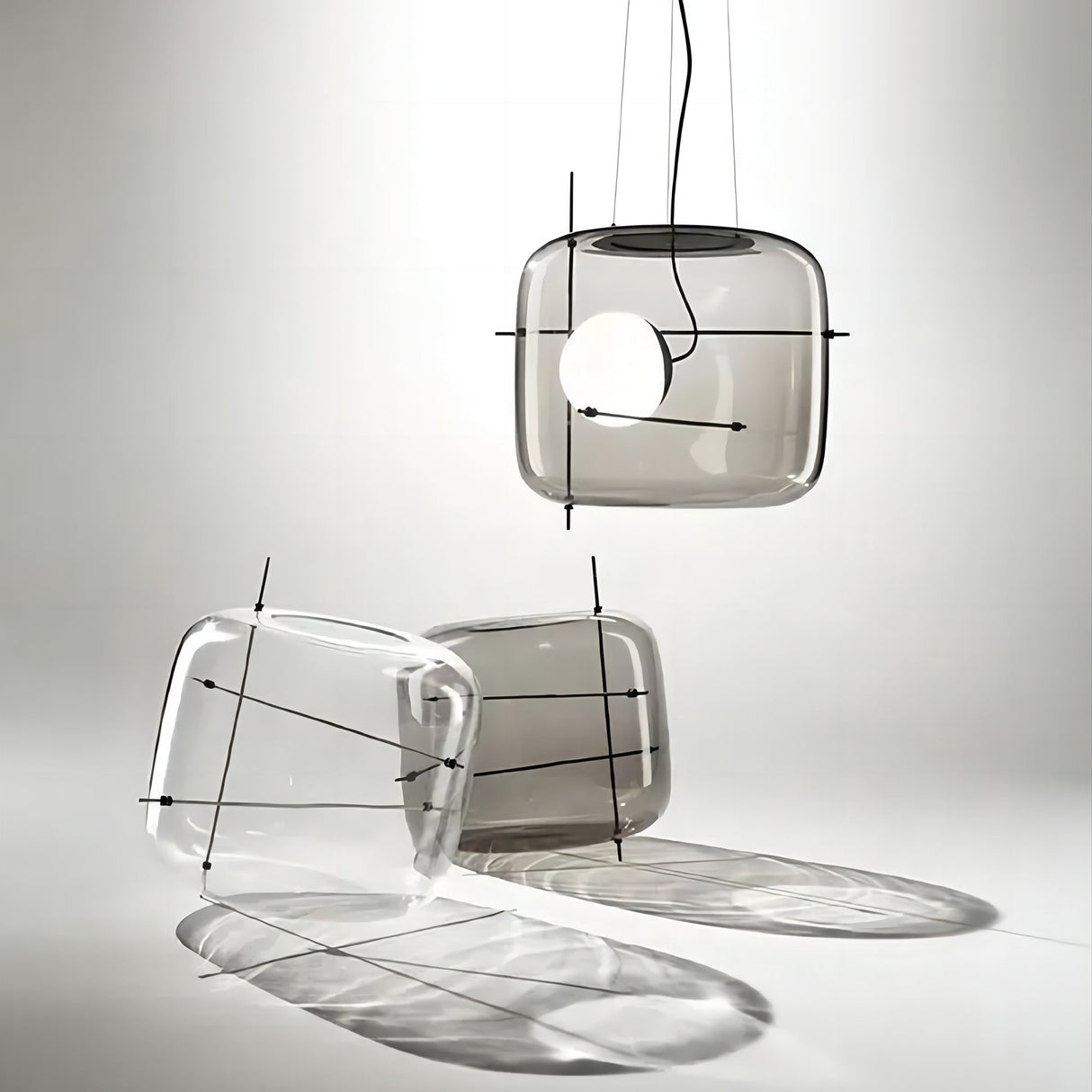 Modern Glass Pendant Light Smoked Cube Design - Product detail 22