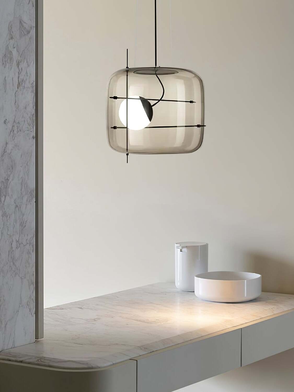 Modern Glass Pendant Light Smoked Cube Design - Product detail 10