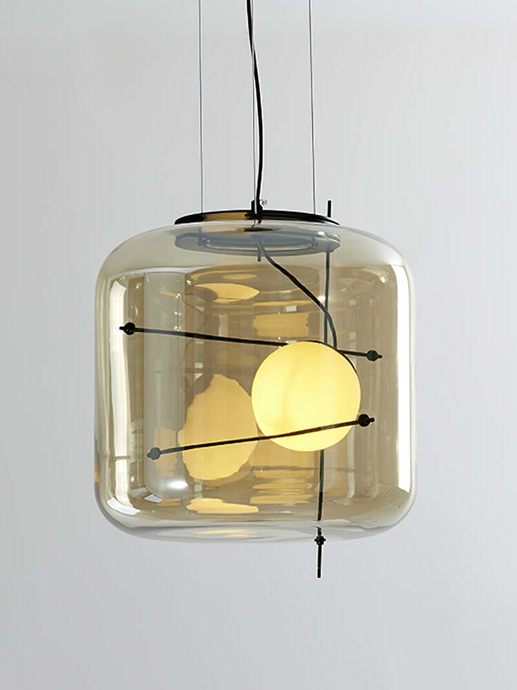 Modern Glass Pendant Light Smoked Cube Design - Product detail 27