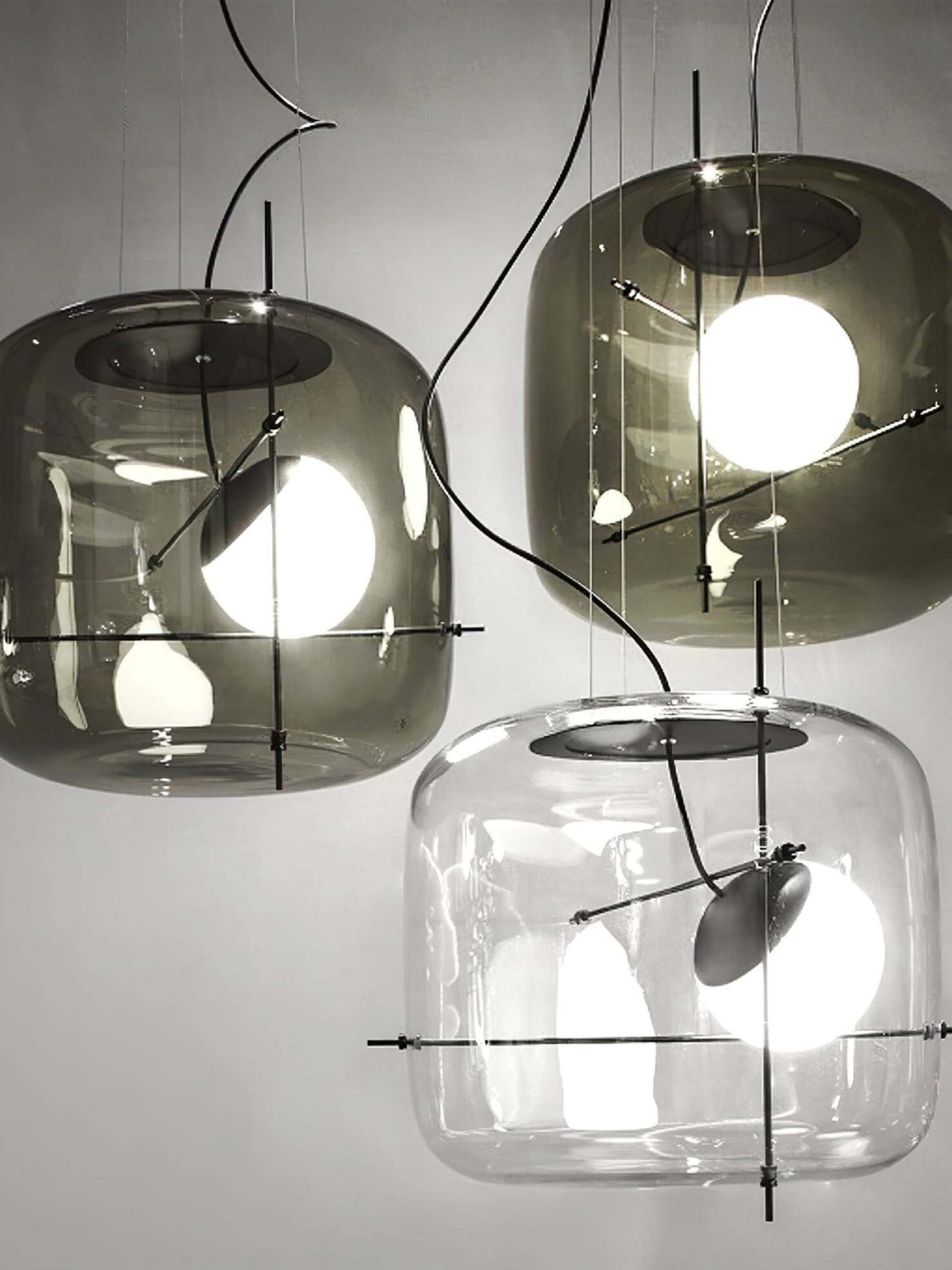 Modern Glass Pendant Light Smoked Cube Design - Product detail 13