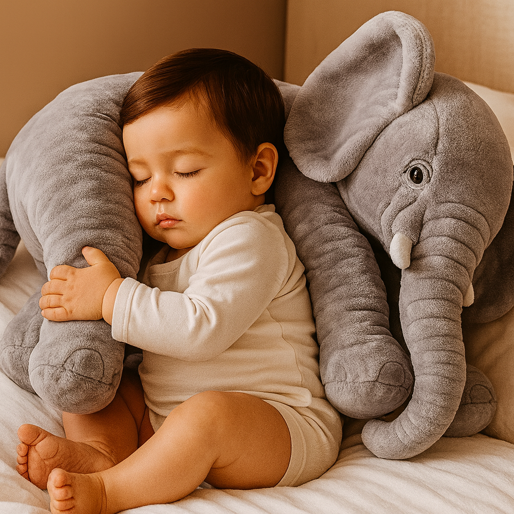 Baby Elephant Plush Pillow Soft Comfort Nursery Companion - Product showcase
