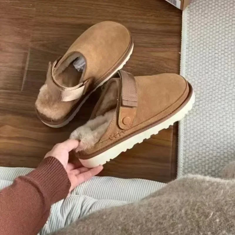 Cozy Shearling Slippers  Suede Winter House Shoes - Product showcase