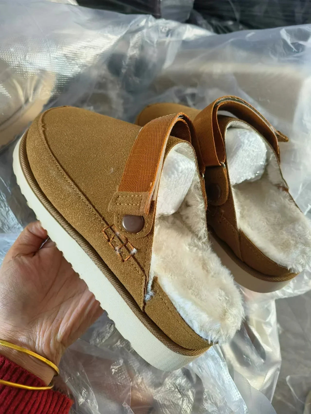 Cozy Shearling Slippers  Suede Winter House Shoes - Product example