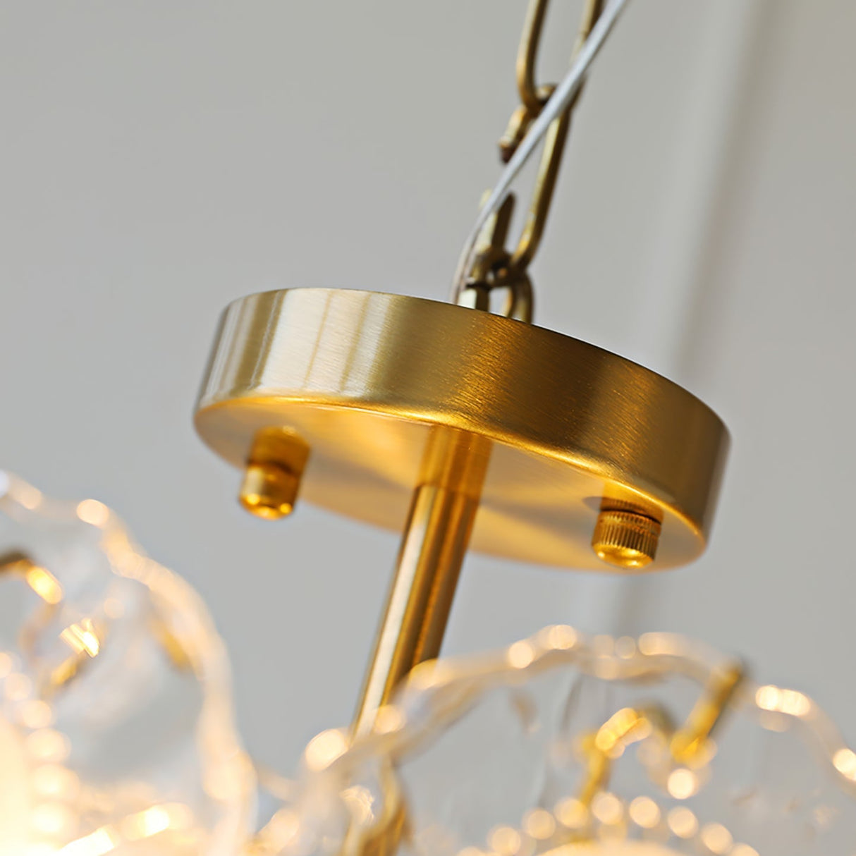 Floral Glass Ceiling Light Textured Clear Shade Gold Finish - Product example