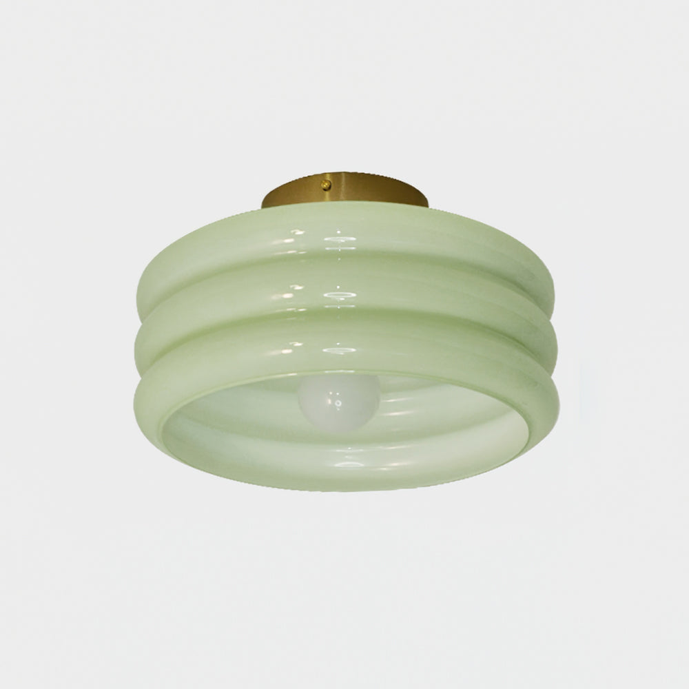 Art Deco Ceiling Light Ribbed Glass Shade with Brass Mount - Product detail 10