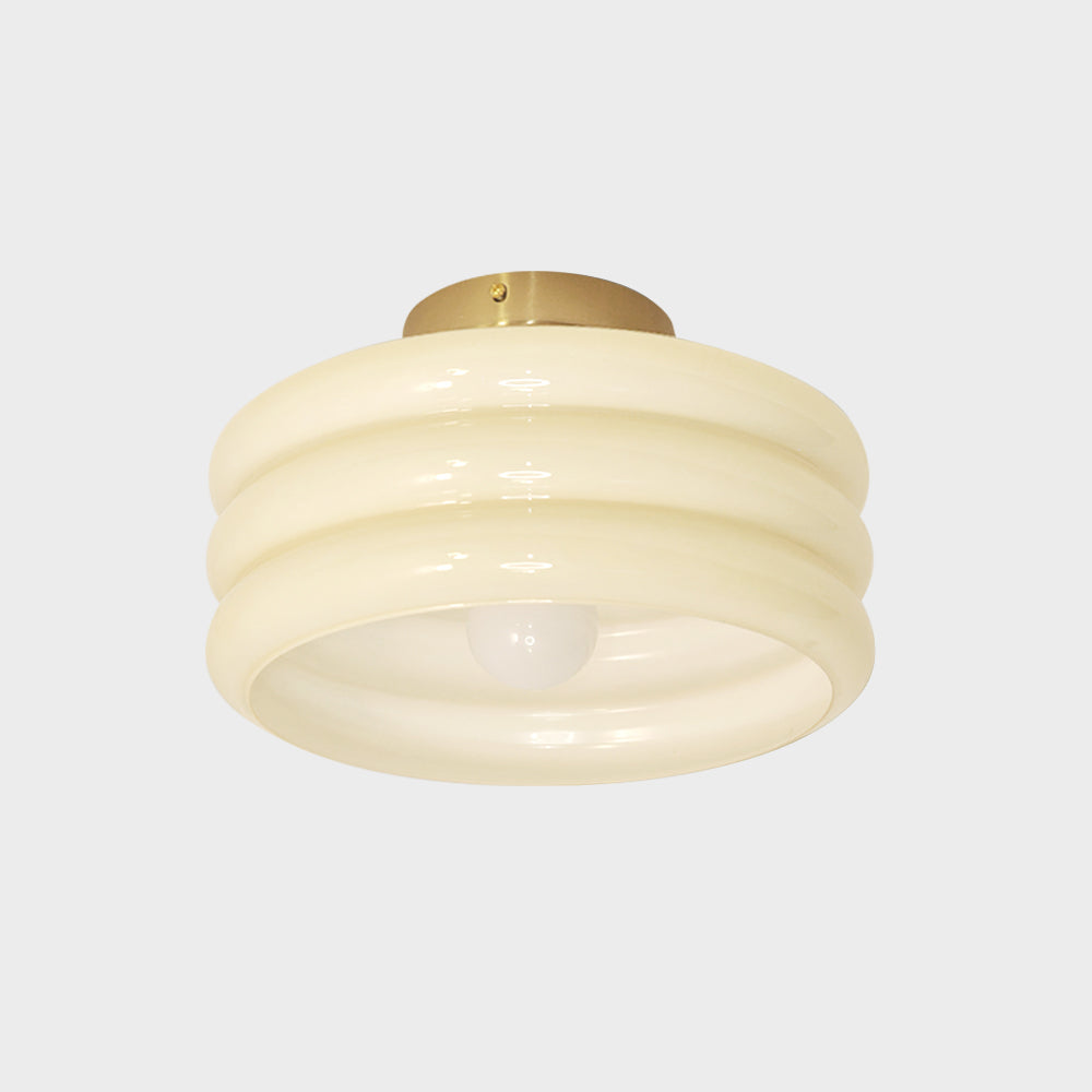 Art Deco Ceiling Light Ribbed Glass Shade with Brass Mount - Product detail 8