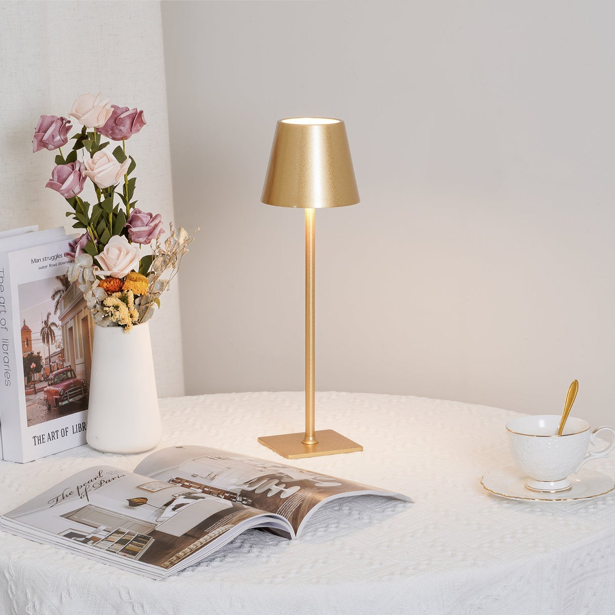 Modern LED Table Lamp Gold Metal Touch Control Rechargeable - Product detail 12